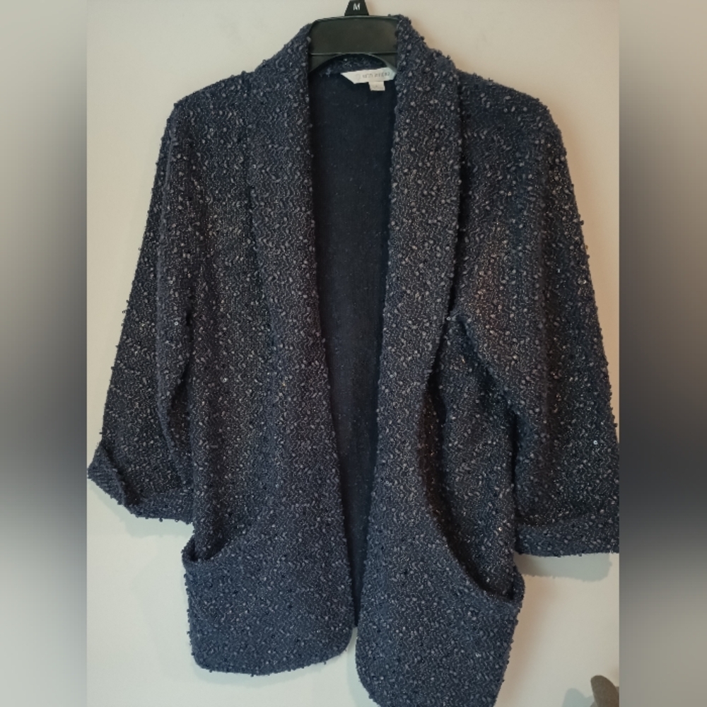 Erin London Midnight Black Textured Cardigan